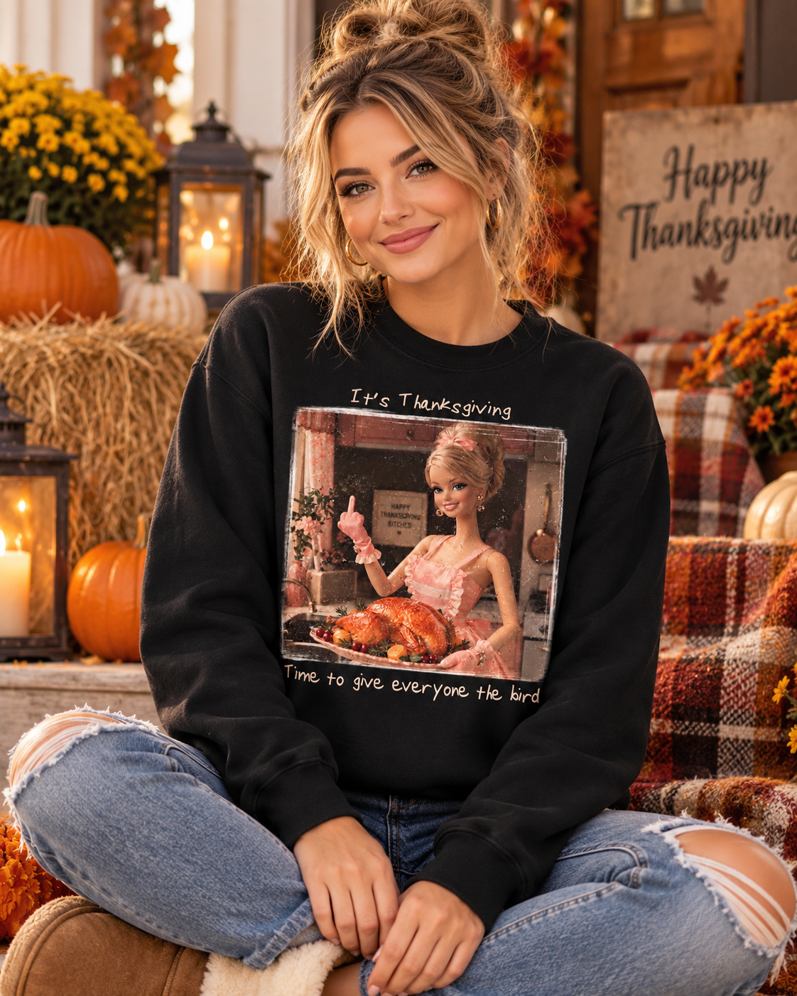 Time to Give Everyone the Bird | Sassy Thanksgiving Crewneck Sweatshirt