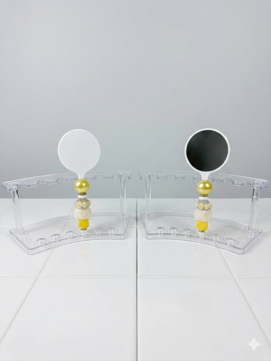 White round mirror with yellow
