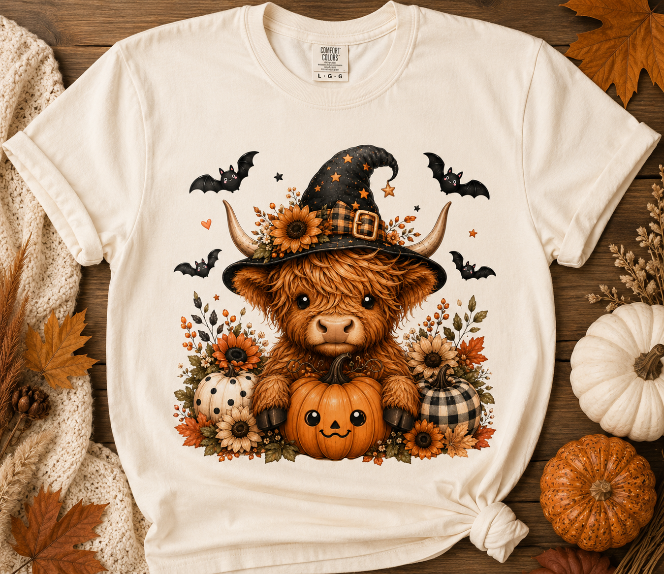 Halloween Highland Cow Tee | Cute Witchy Fall Shirt