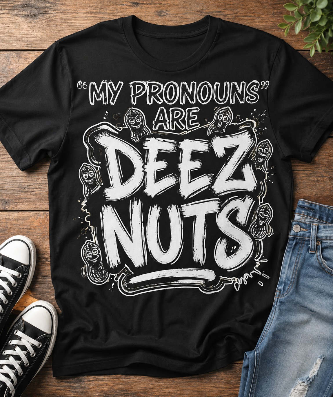 My Pronouns Are Deez Nuts Funny Graphic Tee | Sarcastic Humor Shirt