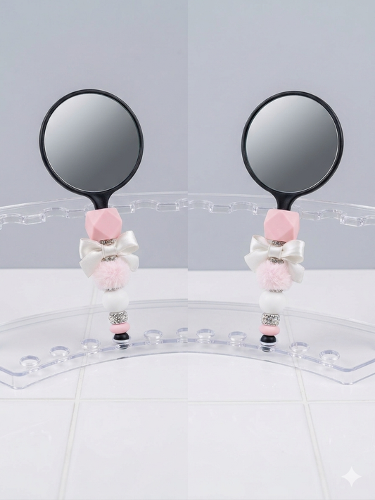 White Bow Round Mirror