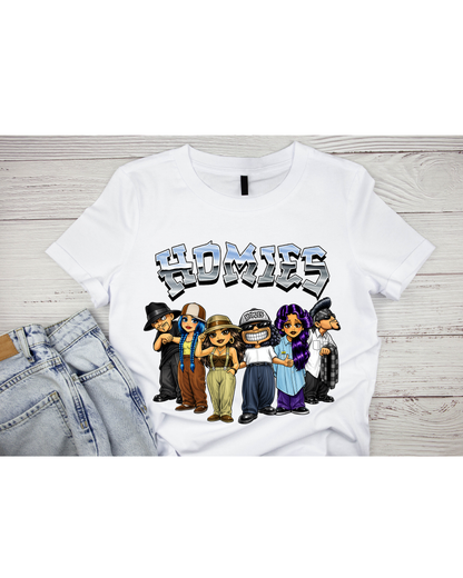 Homies Chicano Cartoon Graphic T-Shirt | Black Streetwear Tee